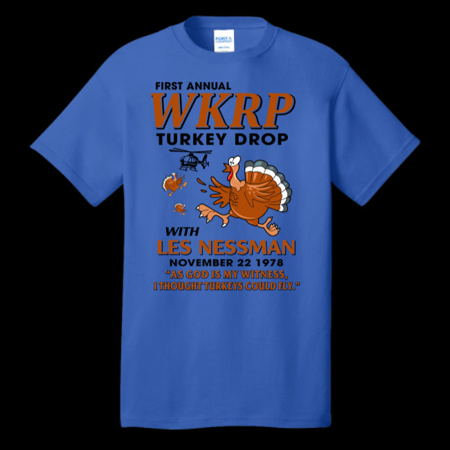 WKRP Turkey Drop with Les Nessman Funny T-shirt - Thanksgiving Day Funny T Shirt (USPF-132842404553)