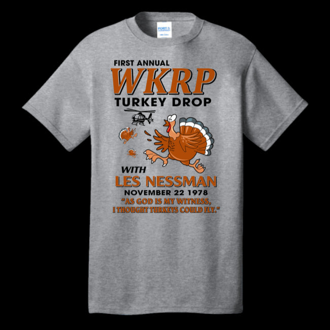 WKRP Turkey Drop with Les Nessman Funny T-shirt - Thanksgiving Day Funny T Shirt (USPF-132842404553)