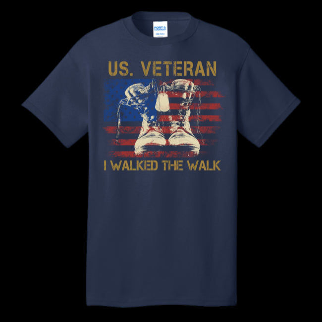 USA Flag Patriot T-Shirt Veteran of United States US Army, I Walked The Walk Tee (USPF-133541910711)