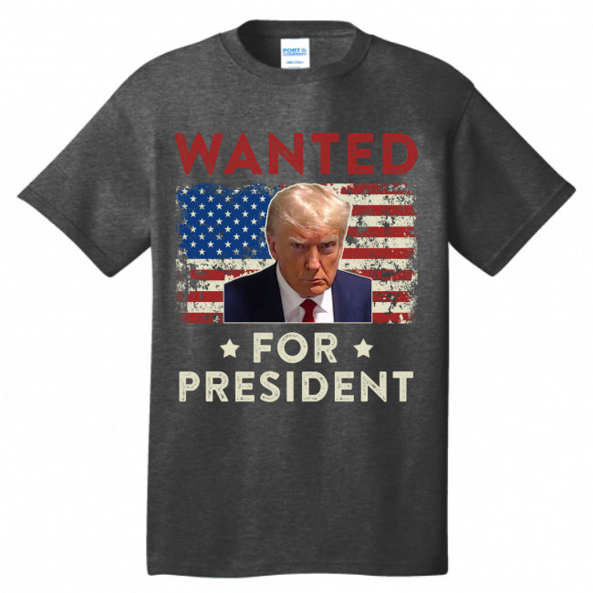 Wanted For President Donald Trump 2024 Vintage T-Shirt USA Flag Save America (USPF-134704238650)
