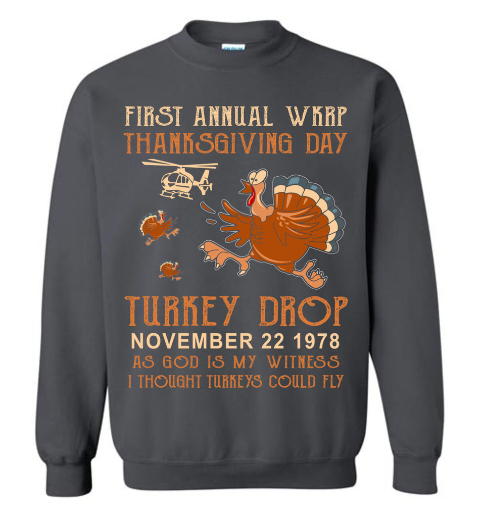 Thanksgiving Day Gift First Annual Turkey Drop 22nd November Thankful Gildan Crewneck Sweatshirt (133934553245)