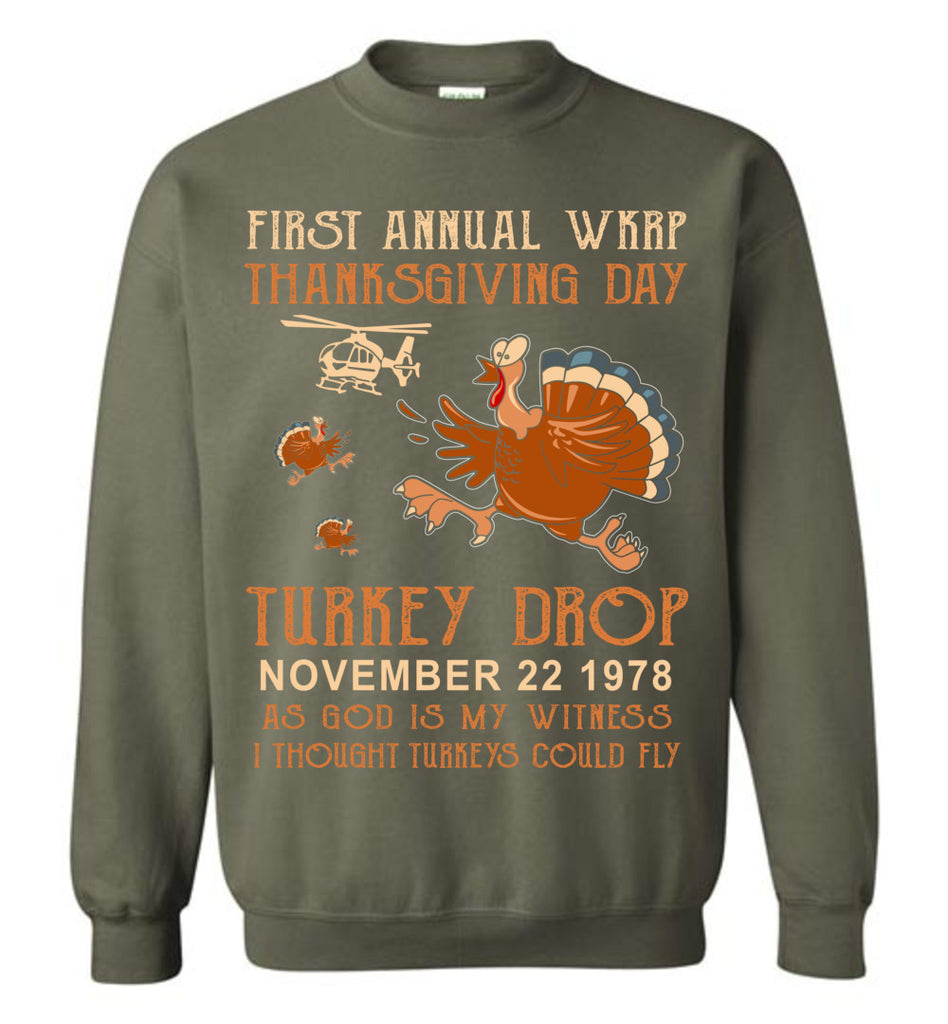 Thanksgiving Day Gift First Annual Turkey Drop 22nd November Thankful Gildan Crewneck Sweatshirt (133934553245)