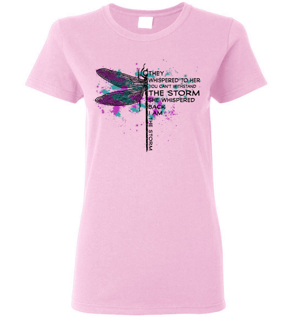 Mothers Day Gift Dragonfly They Whispered to Her Hippie Peace Love Women Gildan Ladies Short-Sleeve T-Shirt (133503487604)