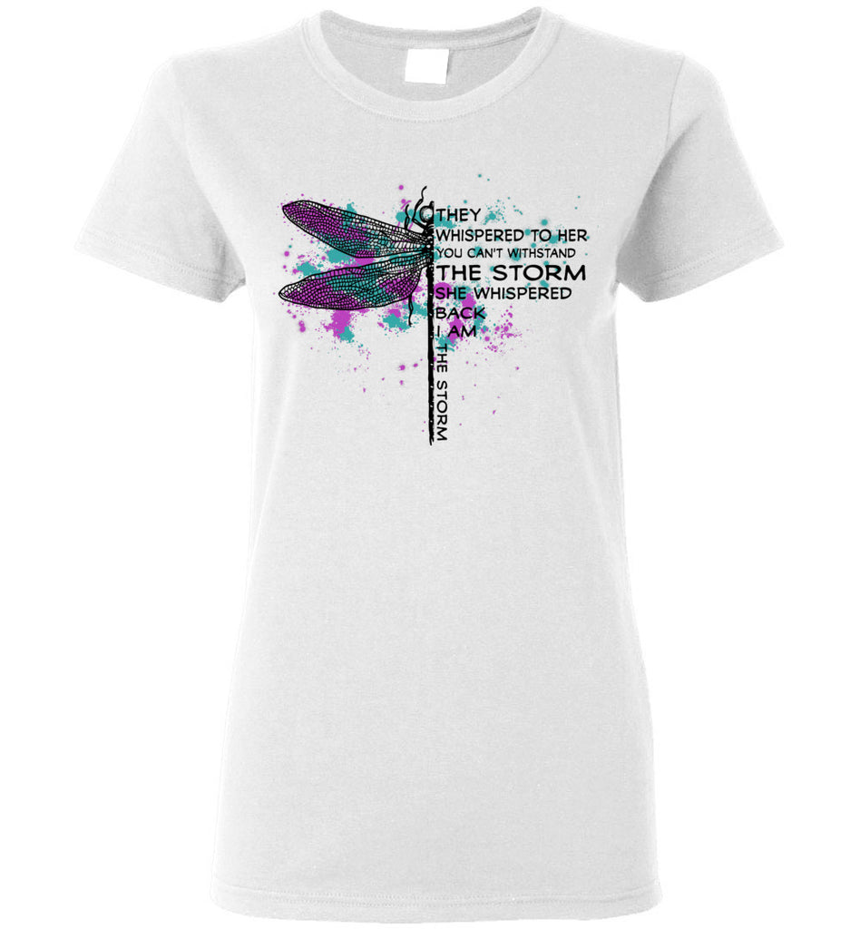 Mothers Day Gift Dragonfly They Whispered to Her Hippie Peace Love Women Gildan Ladies Short-Sleeve T-Shirt (133503487604)
