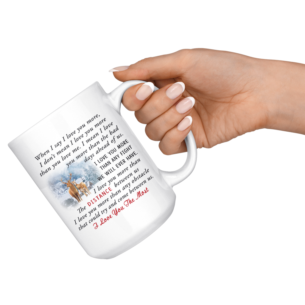 Husband and Wife Gift, Valentine Gift Large Novelty C-Shape Easy Rip Handle 15 oz Coffee Cup Print