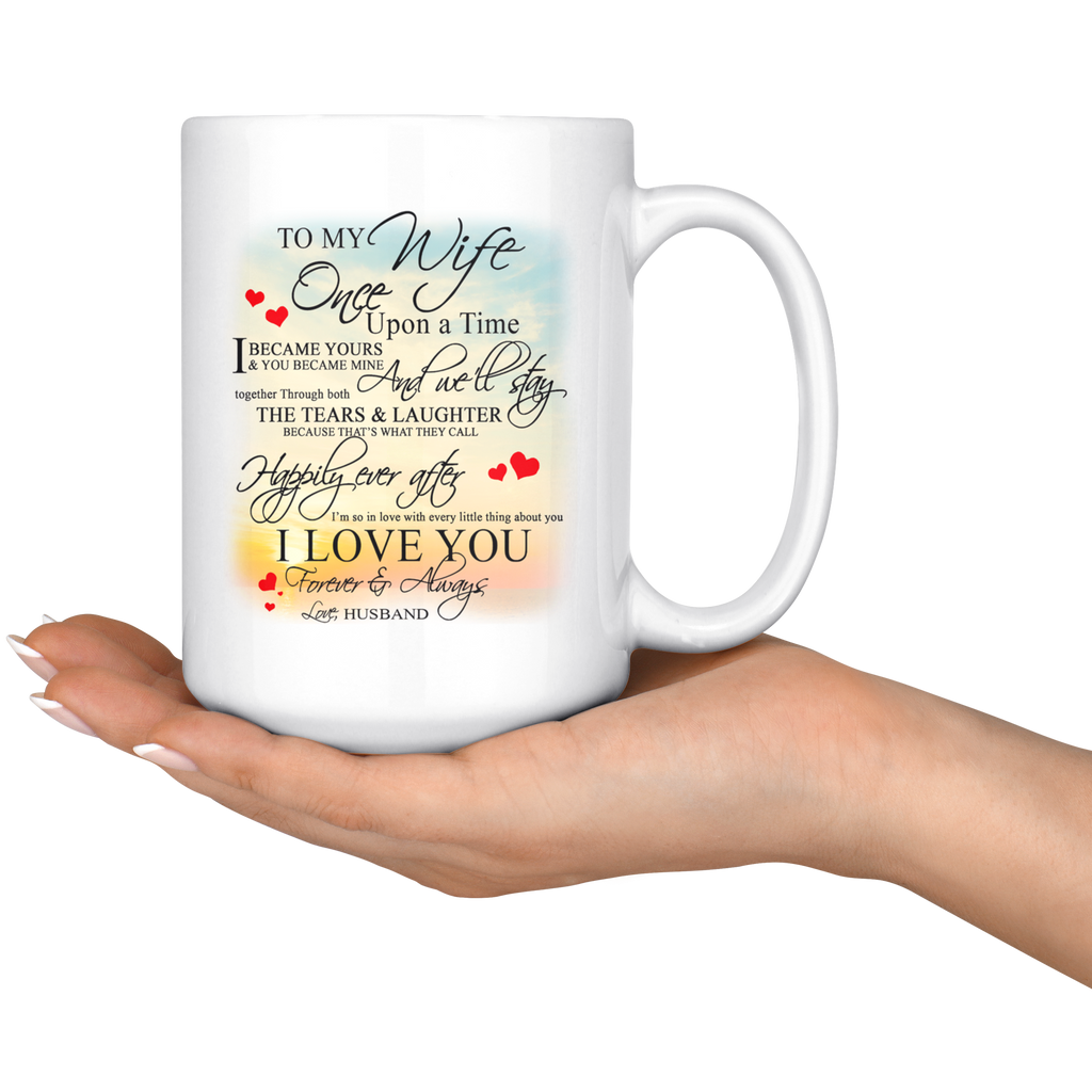 Large Valentine's Day Gift - Novelty C-Shape Easy Rip Handle Coffee Cup Print - Husband and Wife Gifts