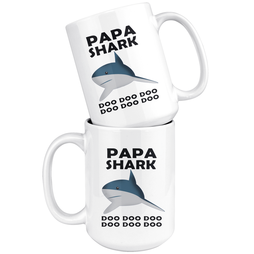 Papa Shark Doo Doo Doo Funny Fathers Day Present Unique Coffee Mug Gift For Dad Daddy