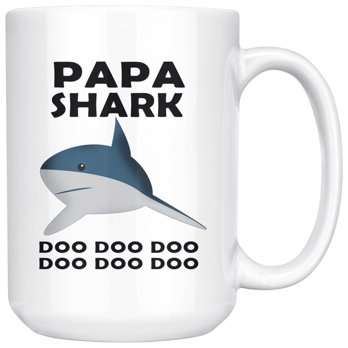 Papa Shark Doo Doo Doo Funny Fathers Day Present Unique Coffee Mug Gift For Dad Daddy