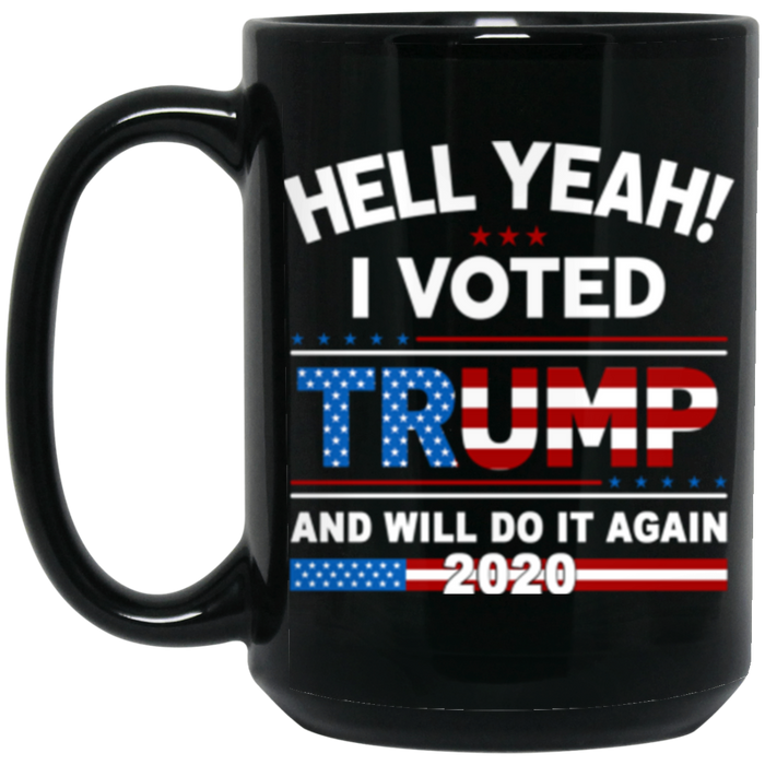I Voted Trump Flag 15 oz Black Coffee Mugs - Great Trump 2020 for any American Patriot Tea Cup Gifts