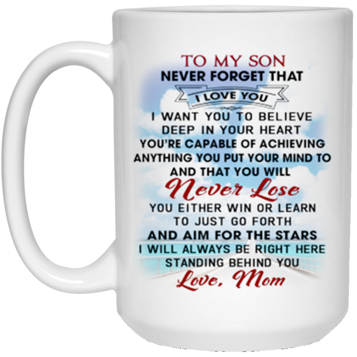 Great Gift Ideas Mommy To My Son Coffee  15 oz. White Mug Print, Best for Birthday Anniversary