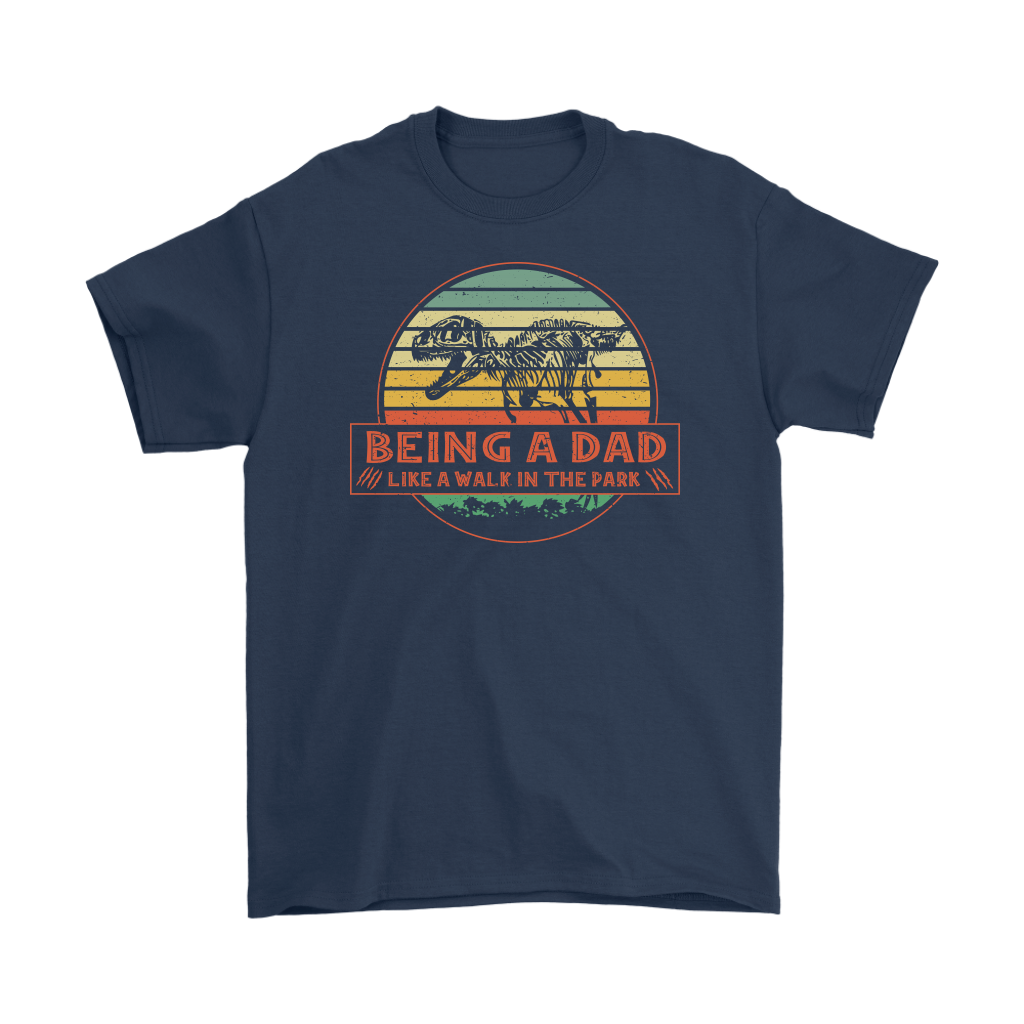 Being A Dad is A Walk in The Park T-Shirt Dad Retro Sunset Jurassic World Tees