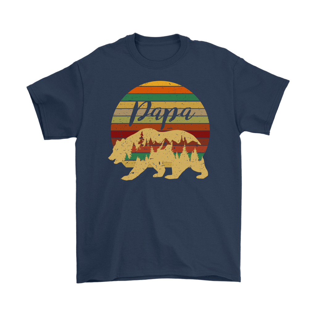 Papa Bear Vintage Retro Nature Lover T-shirt - Perfect Gift For Father Dad Daddy Uncle Men's Birthday