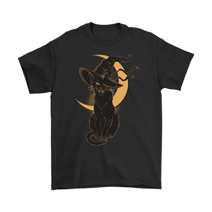 Halloween Black Cat Hat & Moon Costume Witch Vintage Scary Jack O Lantern TShirt (133159451680)