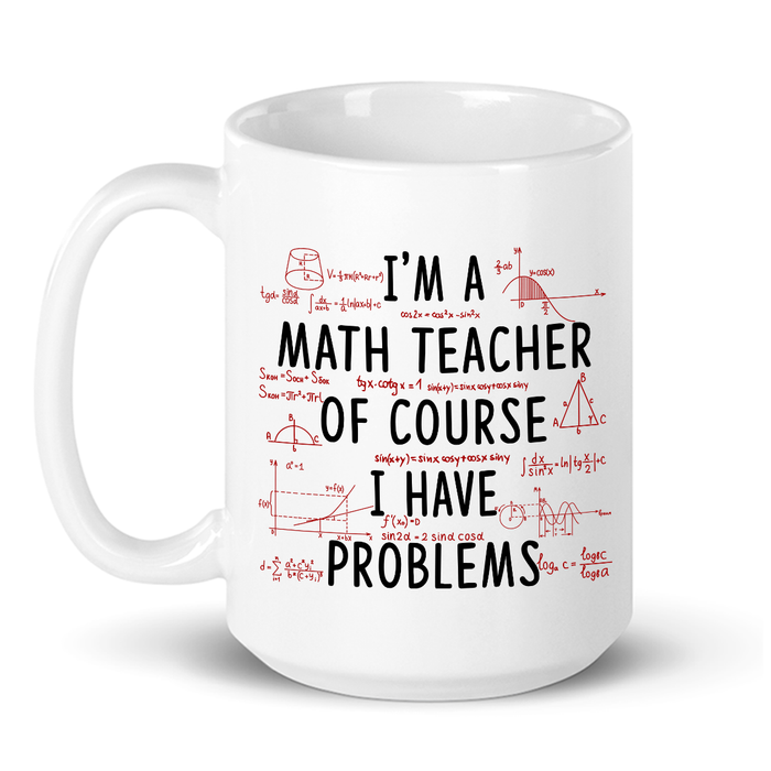 I'm Math Teacher White Coffee Mugs Presents for Educator C-Shape Funny Math Cups