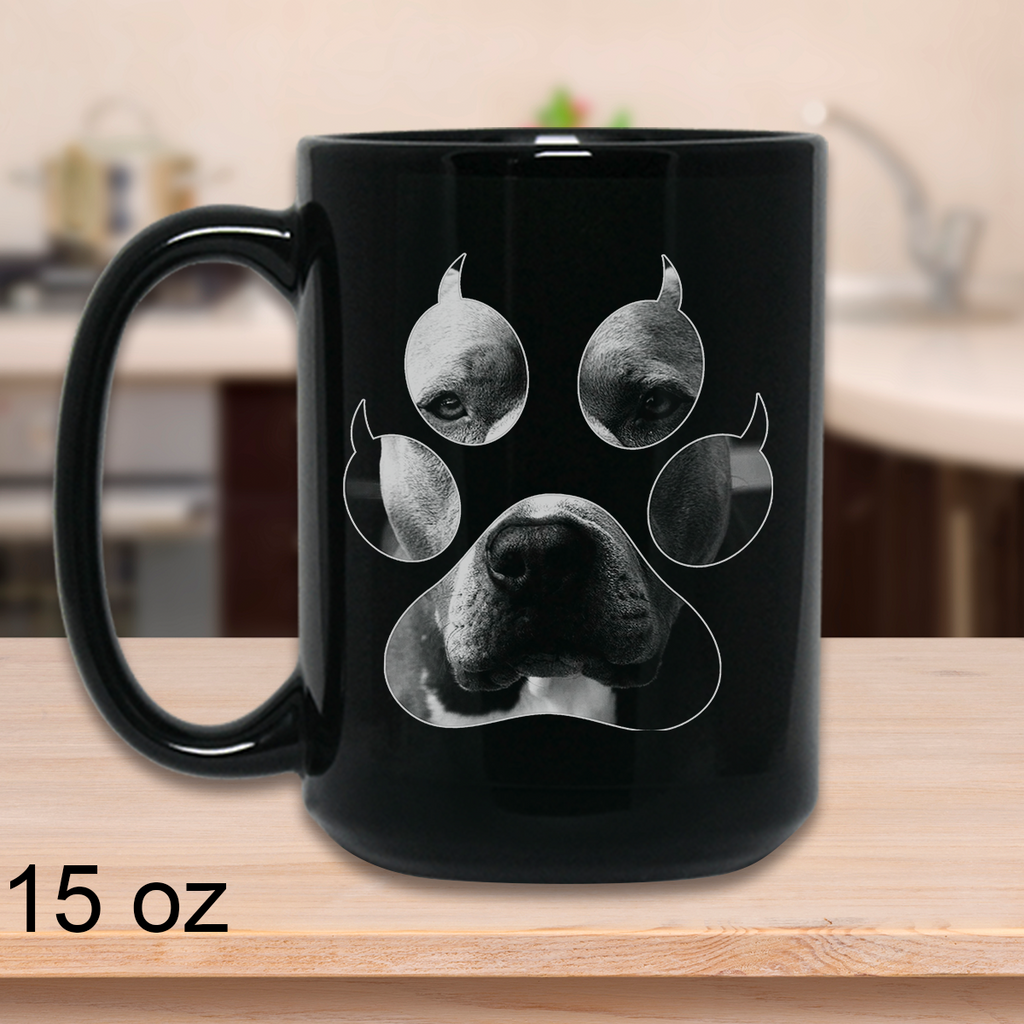 Pit Bull Terrier Owners Gift - Novelty Unique 15 oz Coffee Mug - Dog Paw Print Tea Cup