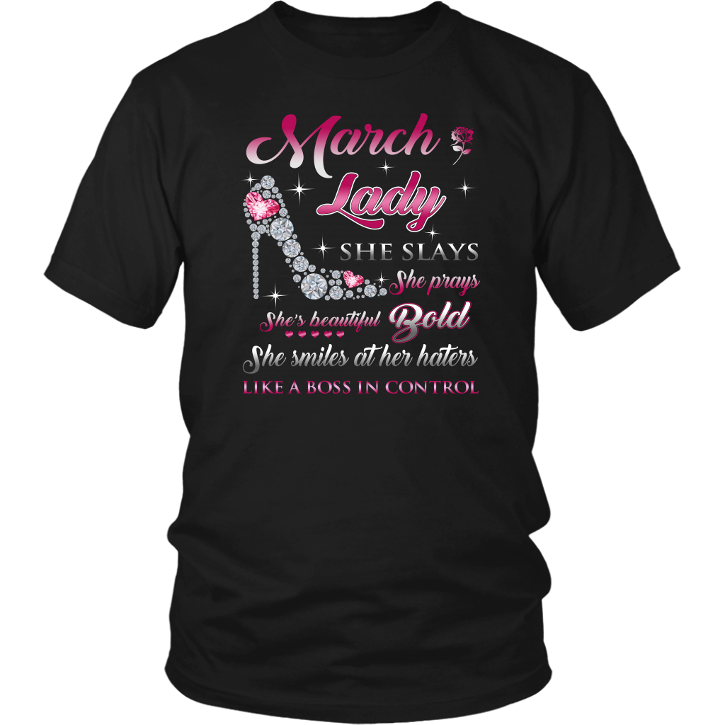 March Upcoming Birthday Women Tee Shirts - She Slay Pray Beautiful Bold T-shirts