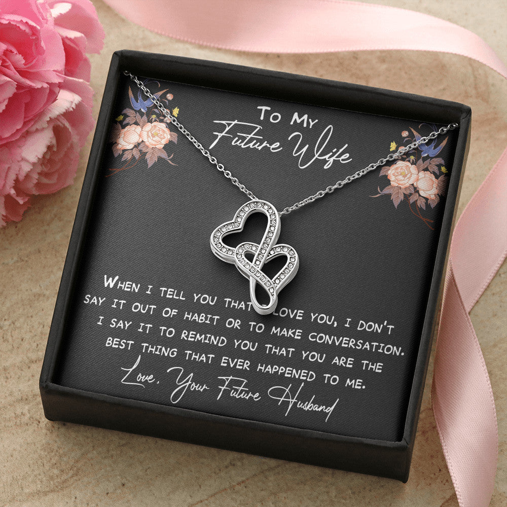 To My Soulmate Gift - Double Heart Luxury Necklace Chain With Inspirational Message Card For Special Occasions