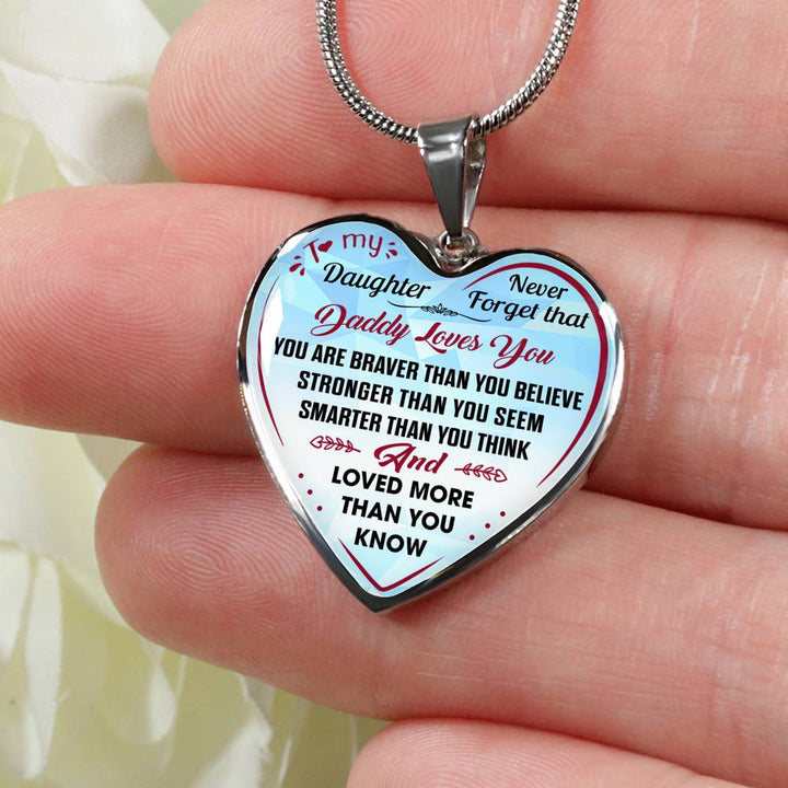 Daddy Daughter Gift - Unique Luxury Inspirational Heart Necklace for Birthday Wedding Xmas Thanksgivings or Special Occasion.