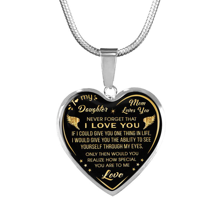 Great Mom Gift to Daughter - Never Forget That How Much I Love You Luxury Necklace Gift For Daughter Birthday Wedding or any Special Occasion.