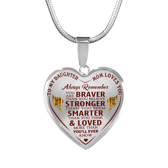Daughter Present From Mom - To My Amazing Daughter Inspirational Jewelry Necklace Heart Pendant - Perfect for Birthday Graduation Back to School or Any  Special Occasion Anniversary