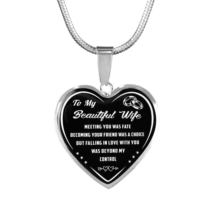 To My Wife Present For Valentine - Husband and Wife Gift - Meeting You Was Fate... Fall in Love With You - Birthday Wedding Anniversary Luxury Necklace