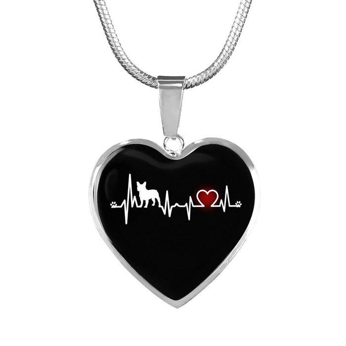French Bull Dog Heartbeat Luxury Charm Necklace - Great Gift For Women Mother Mama Mom Grandma in Mother Day, Birthday or any Special Occasion - Perfect For Pets Lovers as Dogs Cat Animal.