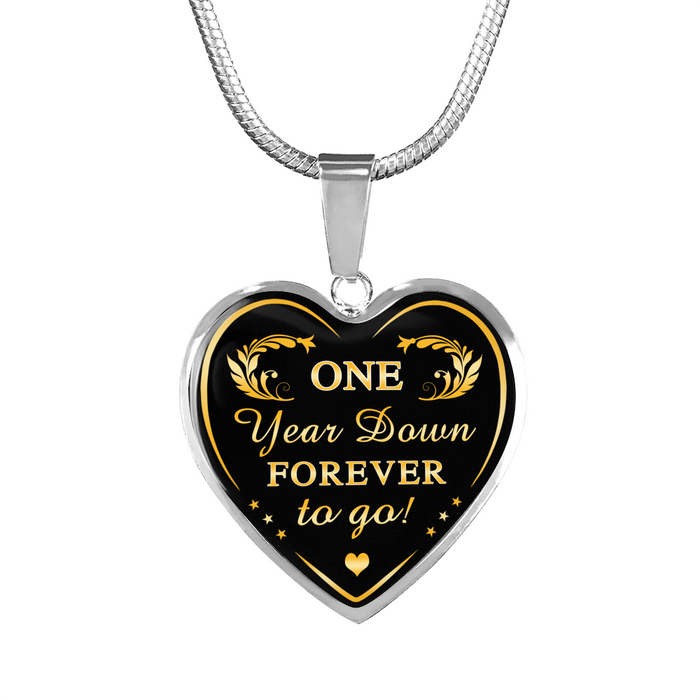 One Year Wedding Anniversary Gift For Women Wife Lovers Honey - One Year Down Forever To Go Luxury Necklace Bangle Gifts For Any Special Occasion