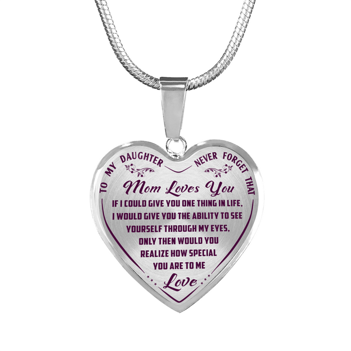 Mom to Daughter - To My Wonderful Daughter Inspirational Jewelry Necklace Heart Pendant - Perfect for Birthday Graduation Back to School or Any Special Occasion Anniversary