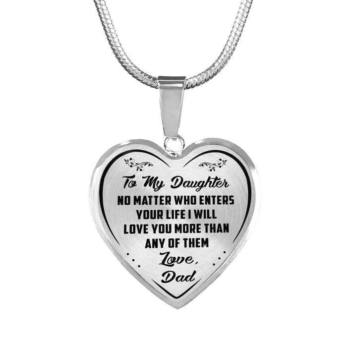 Daughter Gift Ideas From Dad Father - Inspirational Jewelry Necklace Heart Pendant - Perfect for Birthday Graduation Back to School or Any Special Occasion Anniversary