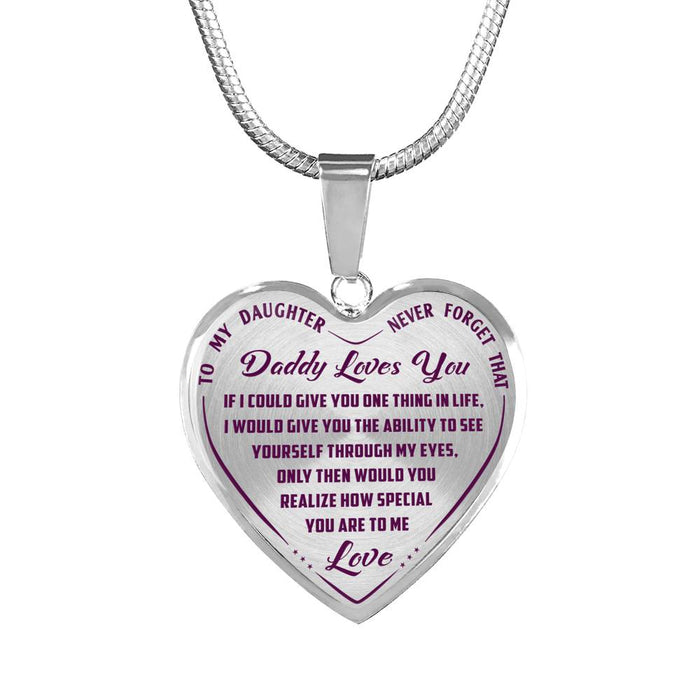 Great Gift To My Wonderful Daughter Inspirational Jewelry Necklace Heart Pendant - Perfect Present From Dad Father for Birthday Graduation Back to School or Any Special Occasion Anniversary