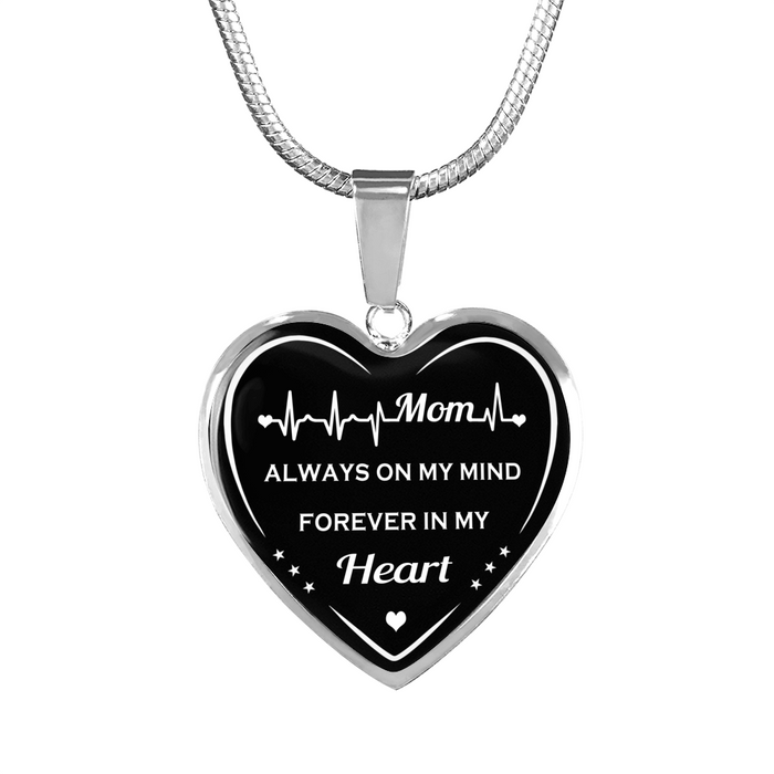 Great Gift For Mother - Mom Always In My Mind Forever In My Heart Luxury Necklace Bangle Heart Shape Present