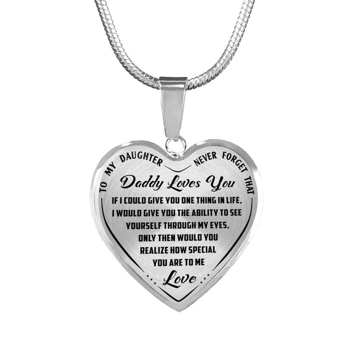 To My Wonderful Daughter Inspirational Jewelry Necklace Heart Pendant - Perfect Gift From Dad Father for Birthday Graduation Back to School or Any Special Occasion Anniversary