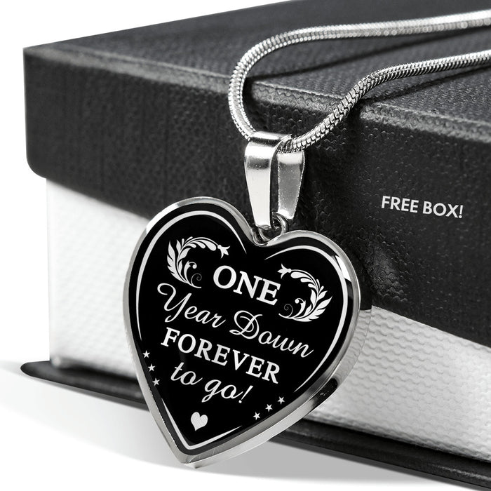 One Year Wedding Anniversary Gift For Wife Lovers Honey - One Year Down Forever To Go Luxury Necklace For Special Occasion