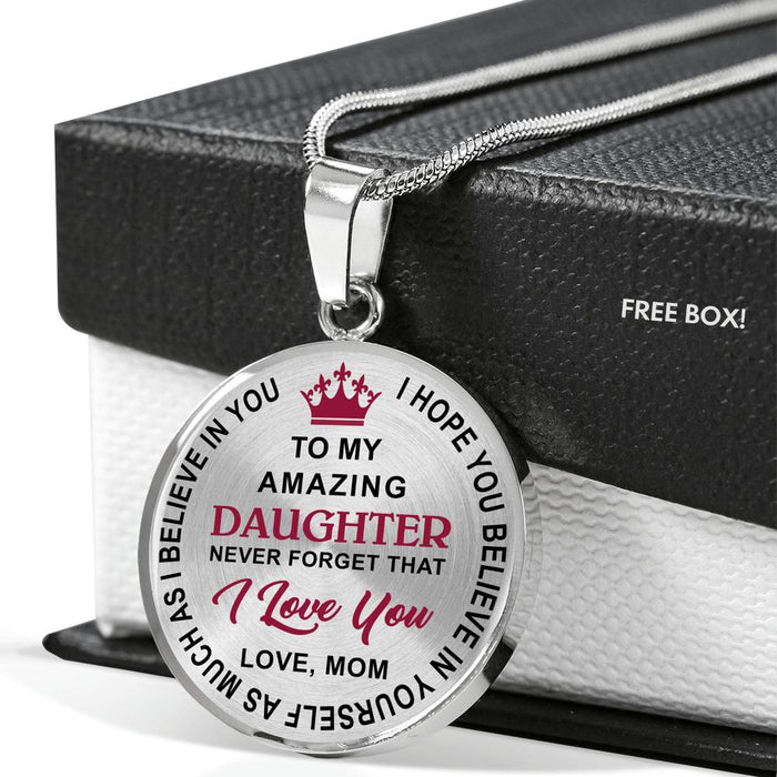 Mom Daughter Gift To My Daughter Never Forget That I Love You Love Mom Necklace Gift for Birthday Back To School Wedding
