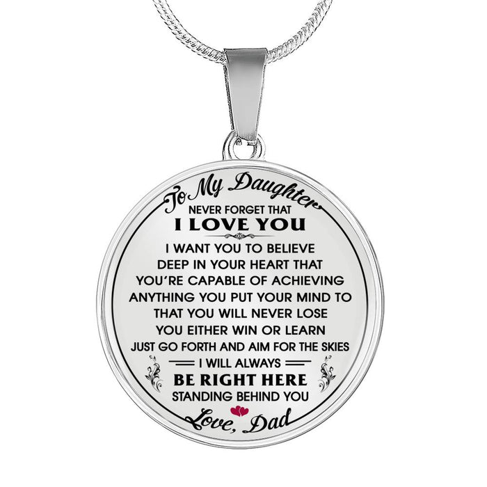 To My Amazing Daughter - Never Forget That I Love You - Luxury Novelty Necklace Gift From Father Dad Daddy Papa - Birthday Graduation Back to School or Any Special Occasion Gift Ideas