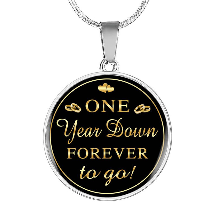 One Year Wedding Anniversary Gift For Women Wife Lovers Honey - One Year Down Forever To Go Luxury Necklace Gifts For Any Special Occasion
