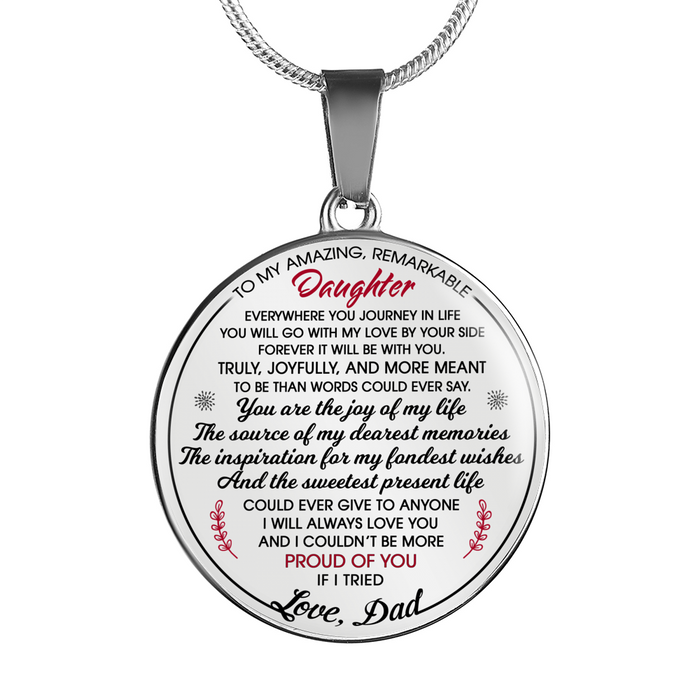 To My Amazing Remarkable Daughter Luxury Necklace Gift From Father - Birthday Graduation Back to School Gift Ideas