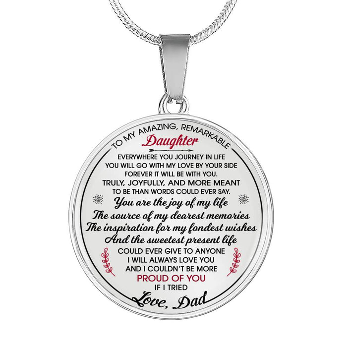 To My Amazing Remarkable Daughter - Luxury Novelty Necklace Gift From Father Dad Daddy Papa - Birthday Graduation Back to School or Any Special Occasion Gift Ideas