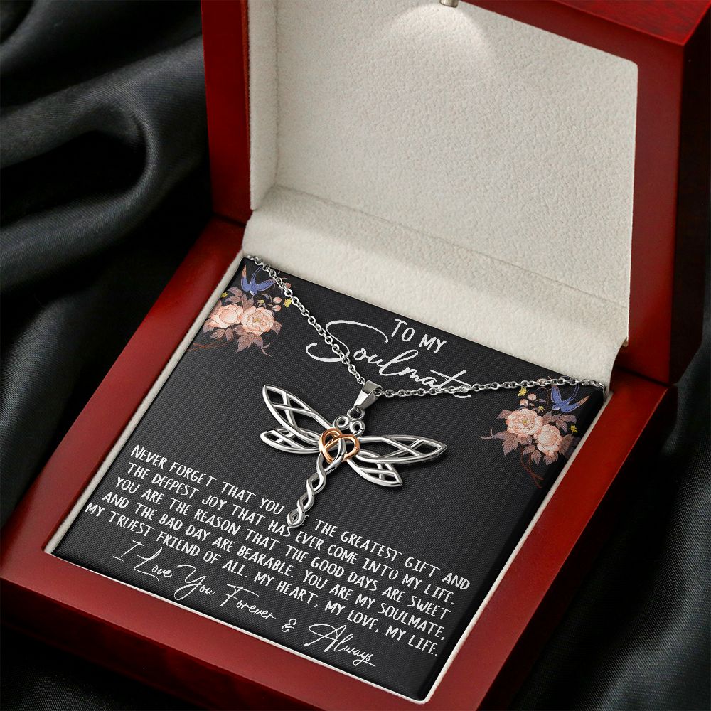 To My Soulmate Gift - Beautifully Styled Dragonfly Pendant