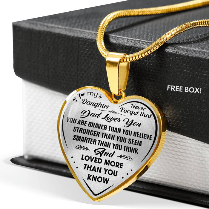 Father Daughter Gift - Unique Luxury Inspirational Heart Necklace for Birthday Wedding Xmas Thanksgivings or Special Occasion.