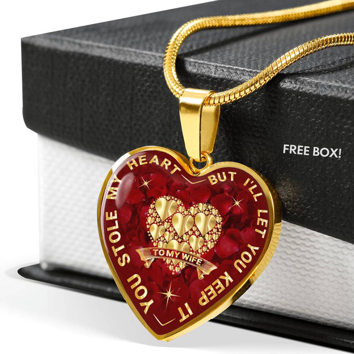 To My Wife Gift for Valentine Wedding Anniversary Birthday -  Unique Luxury Heart Necklace Gift For Women Mama Mom Mother's Day.