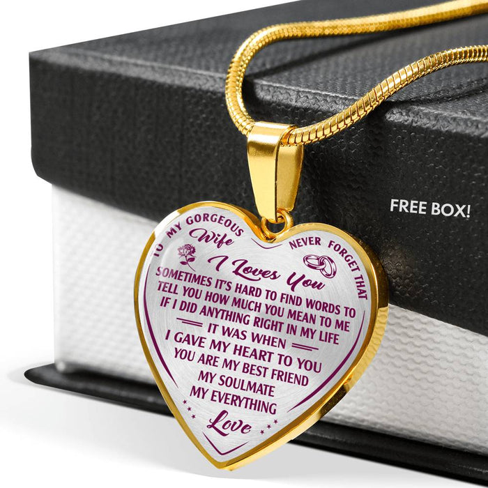 Husband and Wife Gift, Valentine Gift Ideas - Novelty Romantic Inspirational Luxury Heart Necklace For Birthday, Wedding Anniversary