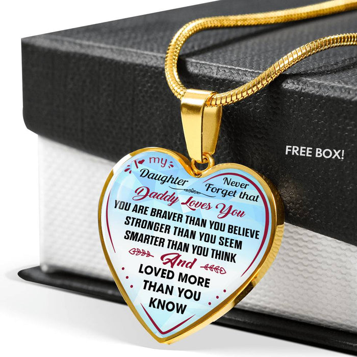Daddy Daughter Gift - Unique Luxury Inspirational Heart Necklace for Birthday Wedding Xmas Thanksgivings or Special Occasion.