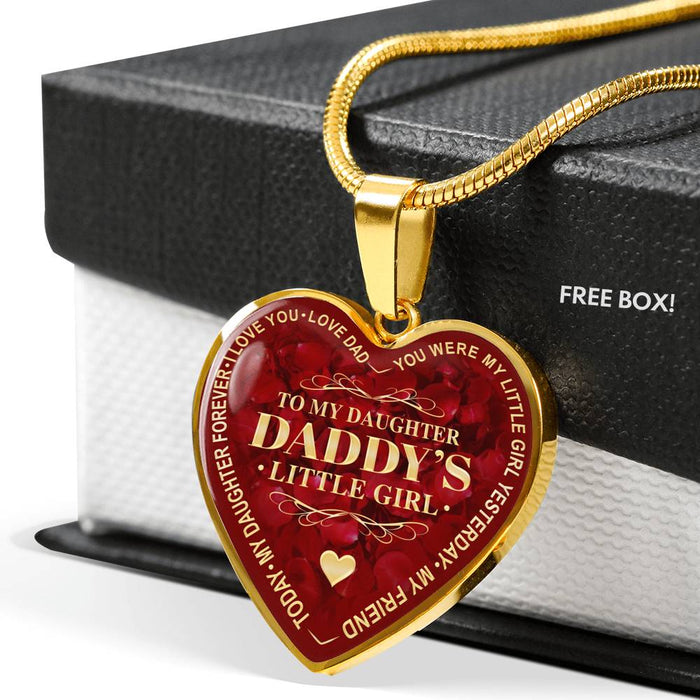 Dad Daughter Gift - Unique Novelty Luxury Heart Necklace for Daughter's Birthday Wedding Back to School or Special Occasion