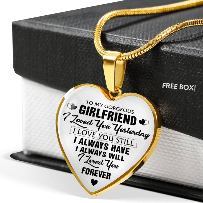 To My Gorgeous Girlfriend - Valentine Day Ideas for Her, Inspirational Romantic Luxury Heart Necklace Gift For Birthday, Wedding or Special Occasion