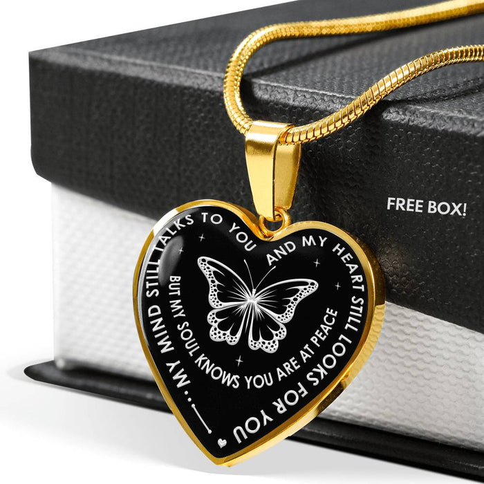 My Mind Still Talks To You And My Heart Still Looks For You - Butterfly Lover Luxury Heart Necklace