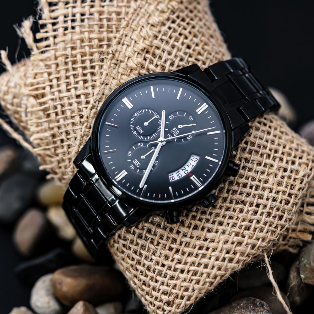 To My Man Gift Ideas - Black Chronograph Watch for Your Lover Birthday Special Occasion