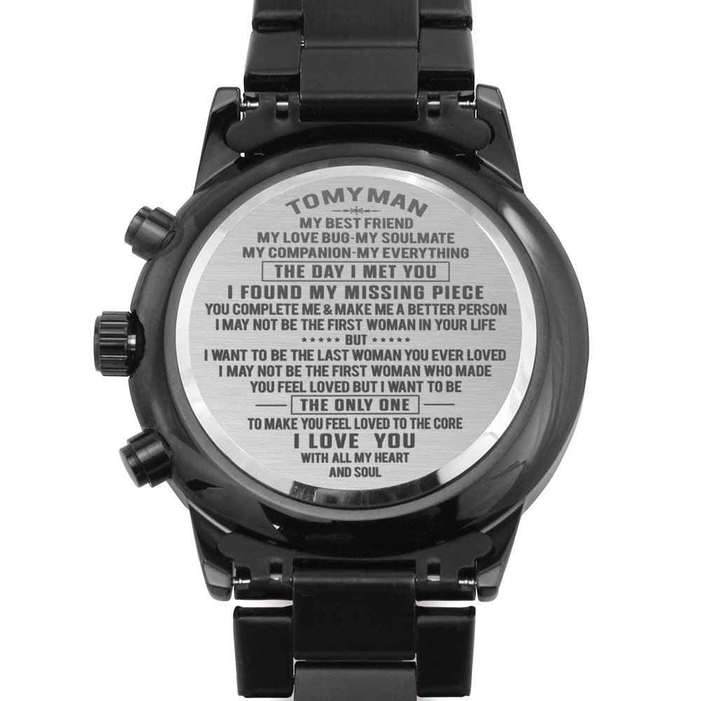 To My Man Gift Ideas - Black Chronograph Watch for Your Lover Birthday Special Occasion