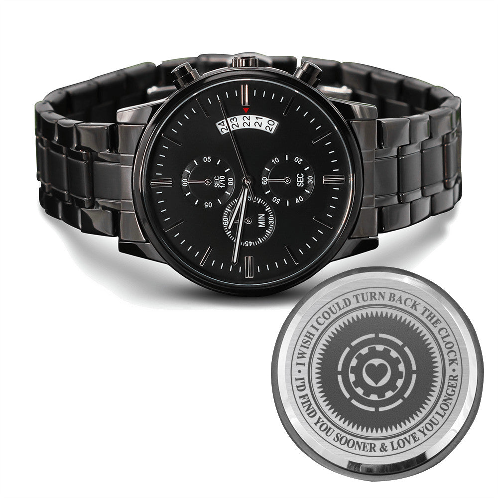 To My Lover Gift Ideas - Black Chronograph Watch for Your Man Birthday Special Occasion