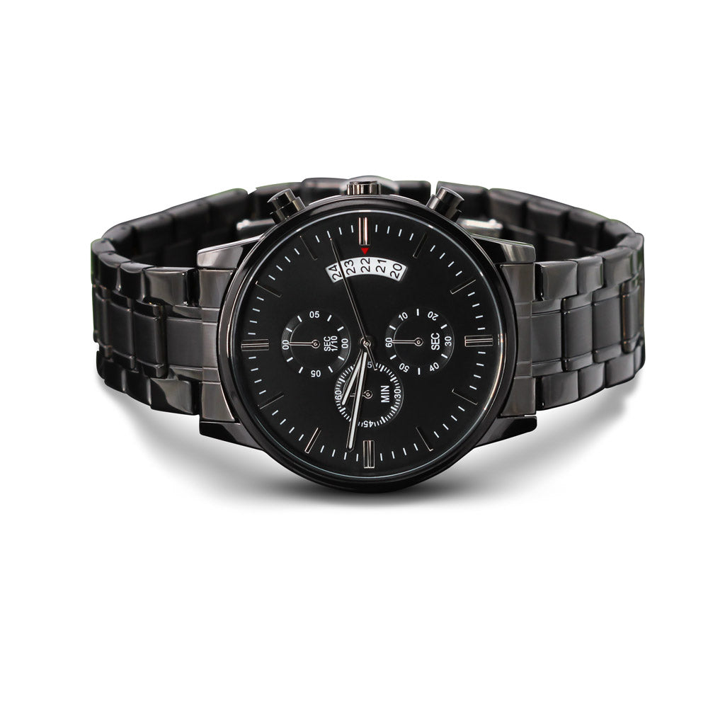 To My Husband Love Gift - Black Chronograph Watch for Your Man Birthday Special Occasion